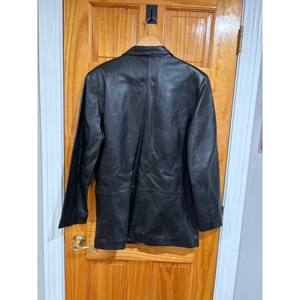 Vintage Saxony Collection Black Leather Blazer Jacket Genuine Leather 90s - Picture 6 of 10